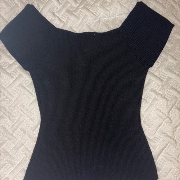 ASTR Black Knit Short Sleeve Top NWOT - Picture 4 of 5